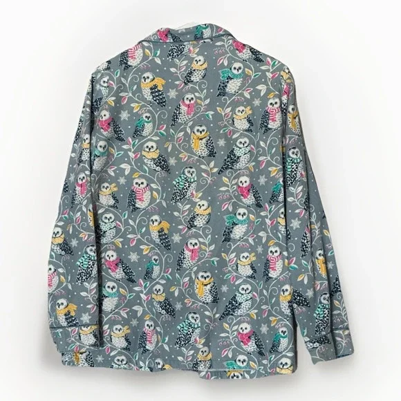 Nick & Nora Flannel Pajama Tops Lot 2 Womens XL Owl RV Button Up Novelty - Picture 7 of 9
